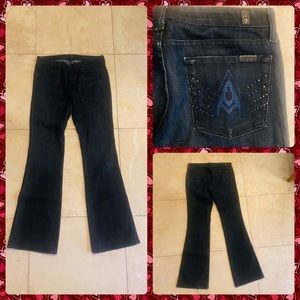 7 For All Mankind Dark Denim, Blue Crystal A-Pocket, Size 28, EUC